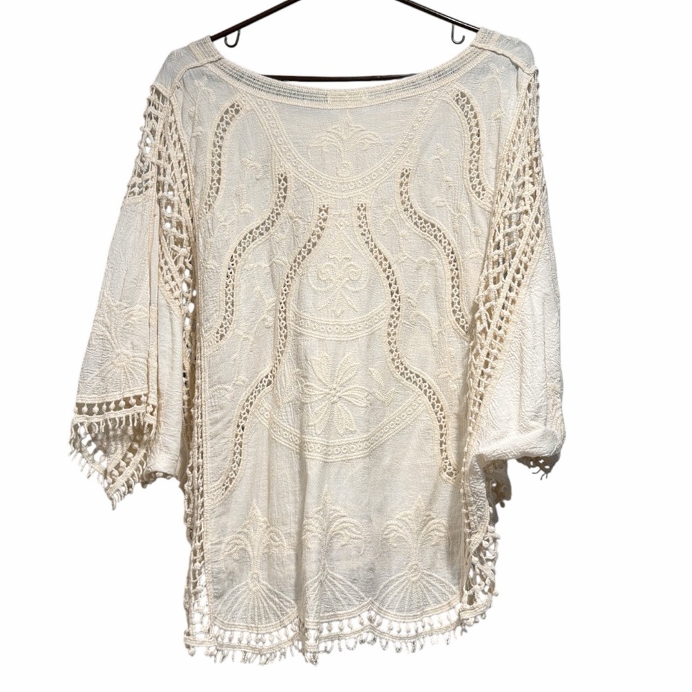 Ultra Pink Cream Crochet Women's Blouse. Hardly worn - Picture 3 of 6